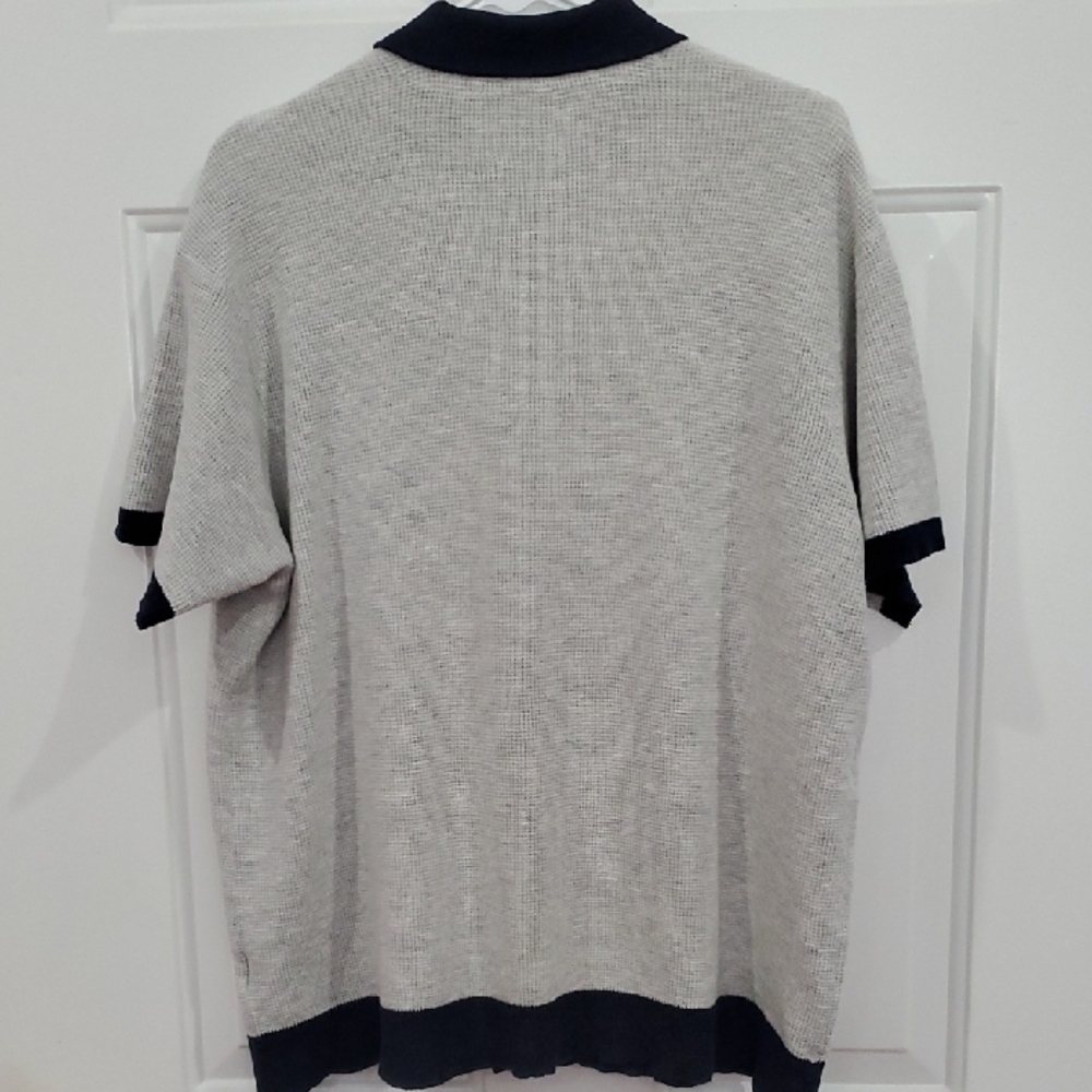 American Eagle Outfitters Gray and Navy Knit Polo Sweater - Picture 8 of 10